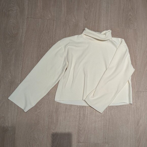 ZARA Cream Mock Turtleneck Sweater Small Raw Edges Exposed Seams - Picture 1 of 5